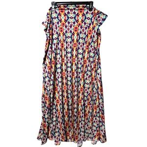 LuLaRoe Maxi Skirt Plus 3XL Geometric Multicolor Bohemian Casual Long Modest